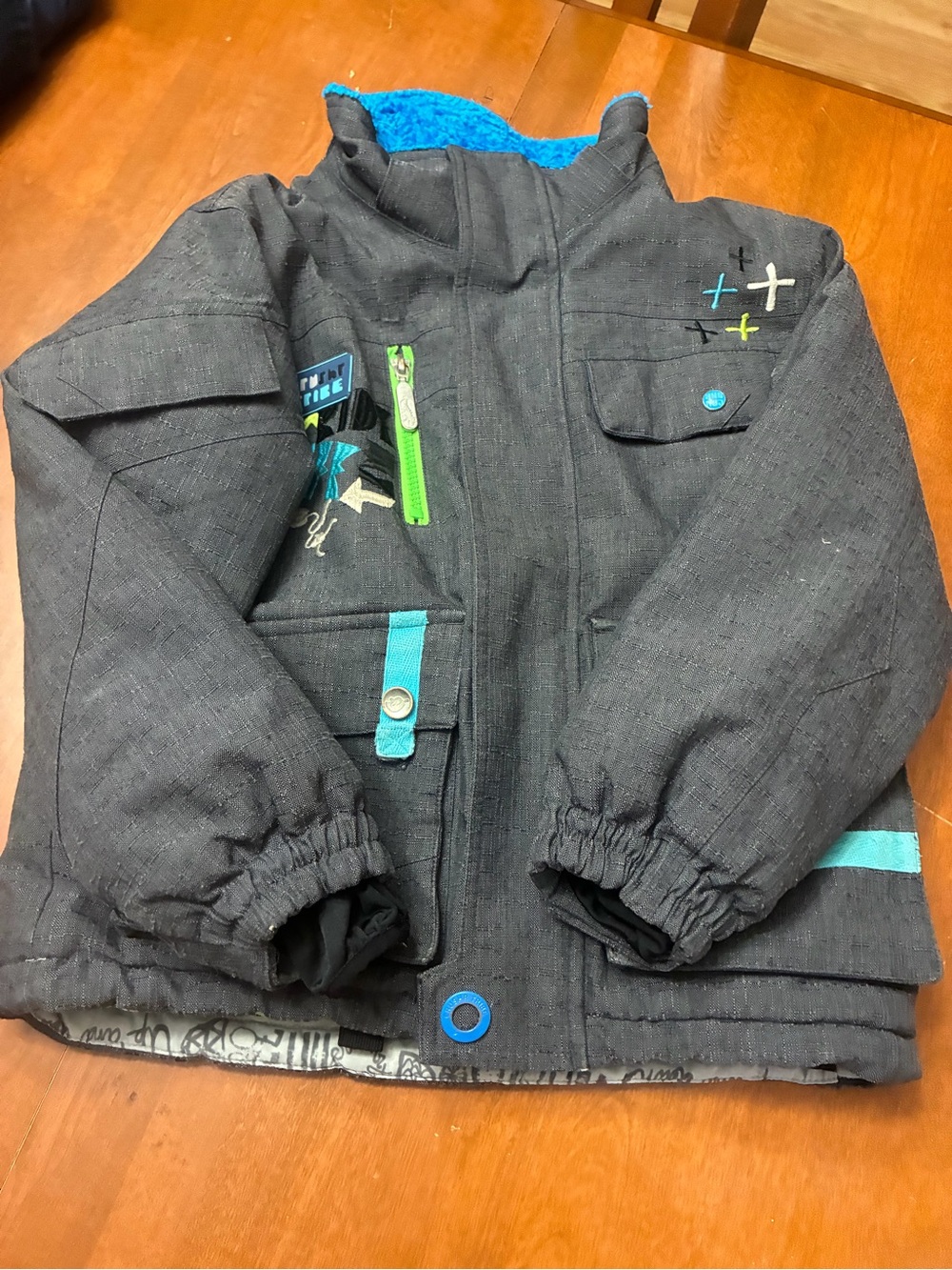 Kids Black Jacket with Teal & Blue Accents